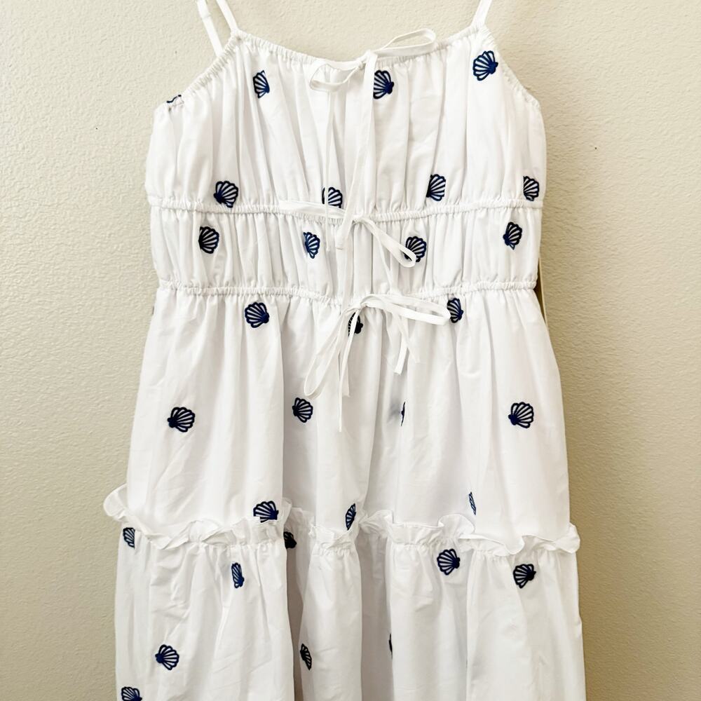 JOIE x ANTHROPOLOGIE | Cotton Blue Seashell White  Dress Embroidered NWT | XL - Picture 2 of 10